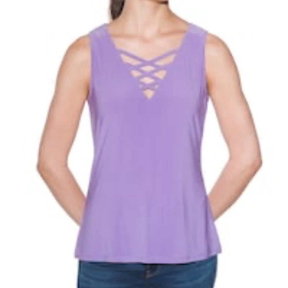 WHBM Crisscross Shell in Pansy - Sz XS